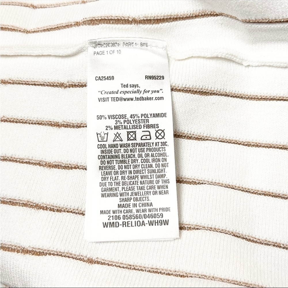 NWT TED BAKER‎ Gold Embroidered Knit Sleeveless Ruffle Flip Skirt Shift Dress 12 - Picture 14 of 16